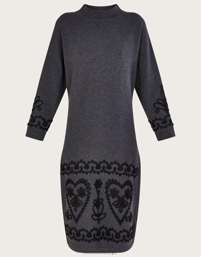 Monsoon kadınlar sürdürülebilir pamuktan cornelli uzun elbise JH86BT385 Giyim gri