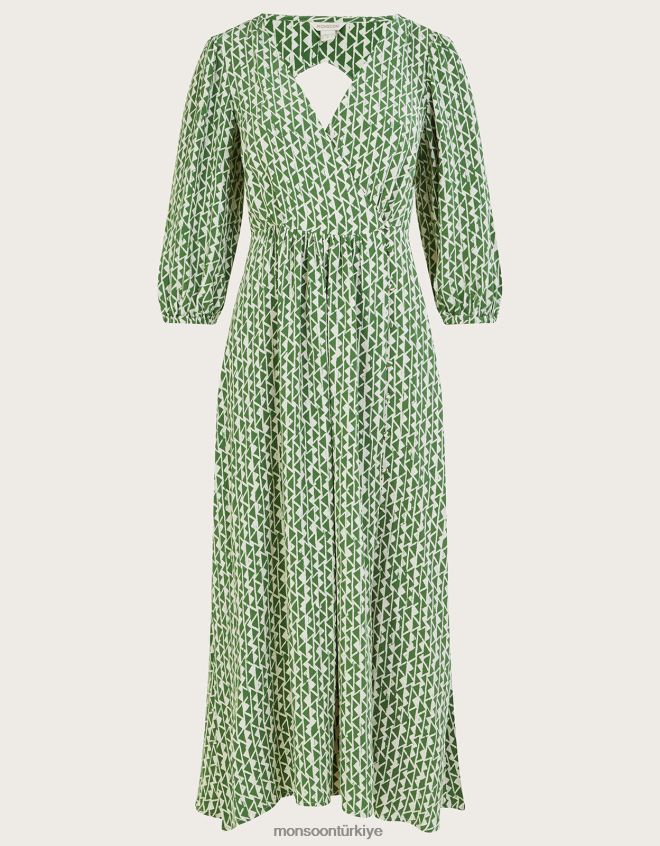 Monsoon kadınlar sürdürülebilir viskondan doris anvelop elbise JH86BT940 Giyim yeşil