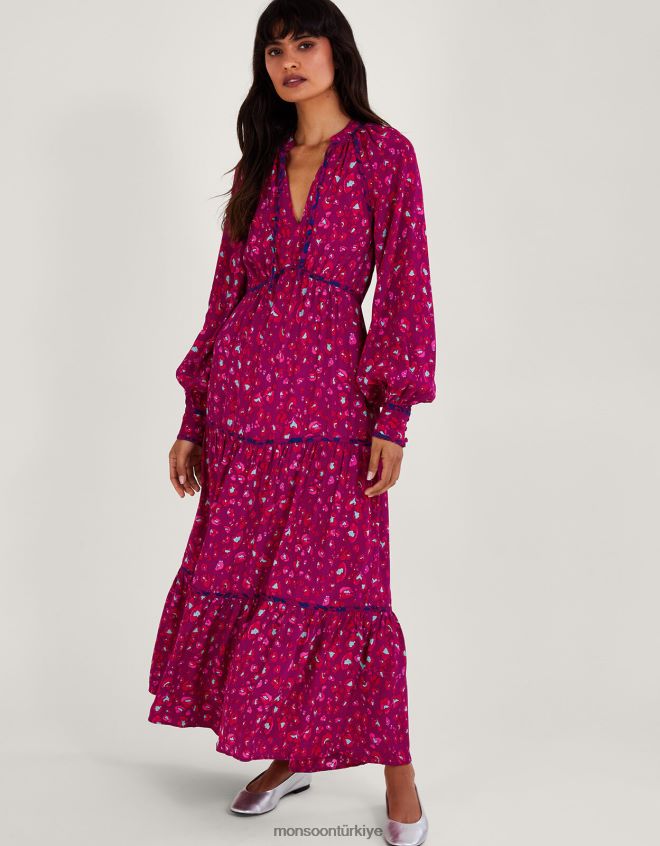 Monsoon kadınlar sara hayvan desenli elbise JH86BT73 Giyim pembe