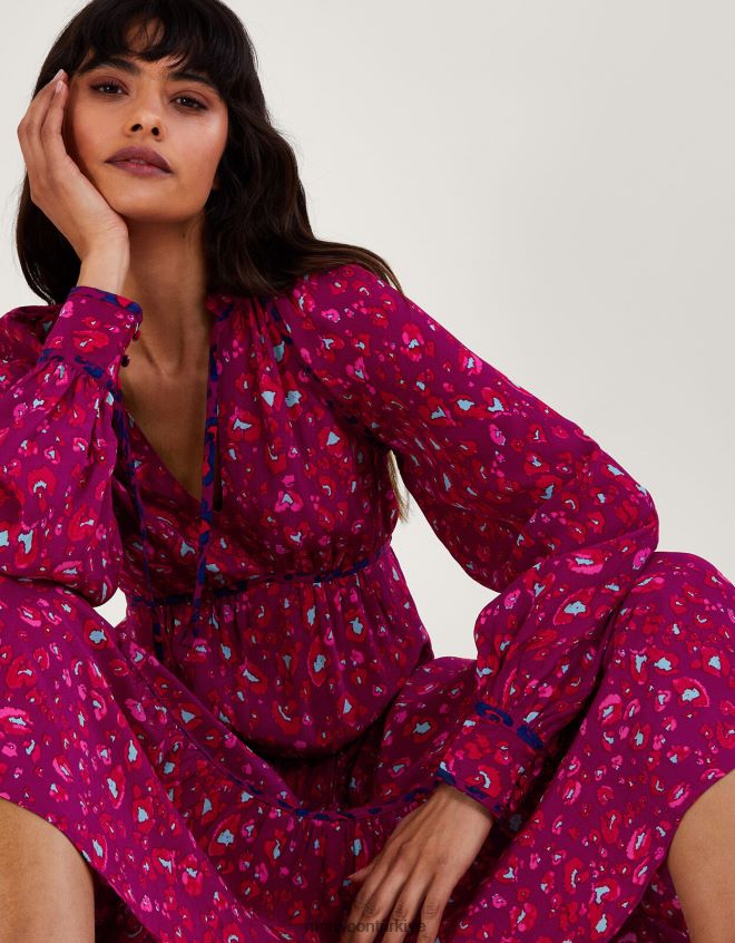 Monsoon kadınlar sara hayvan desenli elbise JH86BT73 Giyim pembe