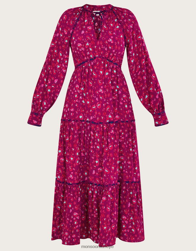 Monsoon kadınlar sara hayvan desenli elbise JH86BT73 Giyim pembe