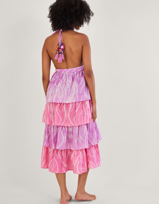 Monsoon kadınlar shibori boya desenli katmanlı elbise JH86BT272 Giyim mor (leylak)