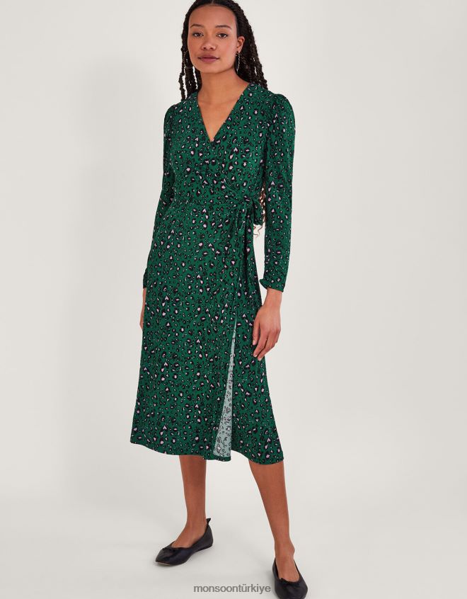 Monsoon kadınlar baskı şal elbise JH86BT121 Giyim yeşil