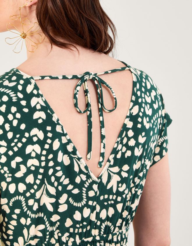 Monsoon kadınlar desenli dar kesim midi elbise JH86BT244 Giyim yeşil (koyu yeşil)