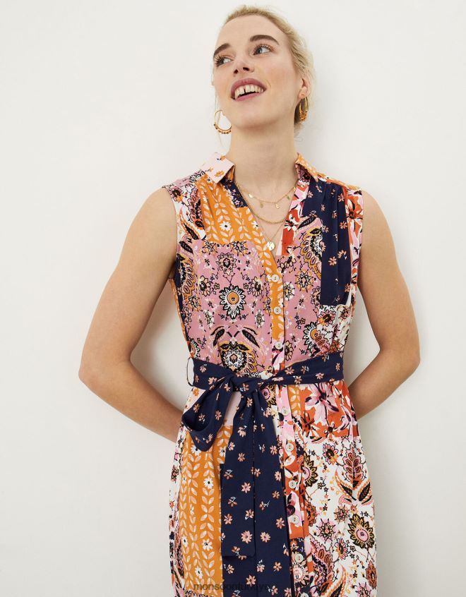 Monsoon kadınlar elbisenin içinden yama baskı düğmesi JH86BT1031 Giyim çok