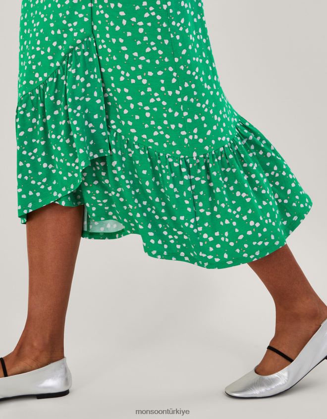 Monsoon kadınlar hattie nokta anvelop elbise JH86BT169 Giyim yeşil