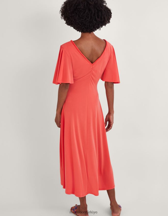 Monsoon kadınlar jarse ponponlu anahtar deliği detaylı elbise JH86BT327 Giyim pembe