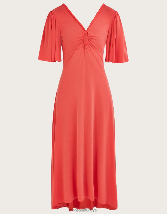 Monsoon kadınlar jarse ponponlu anahtar deliği detaylı elbise JH86BT327 Giyim pembe