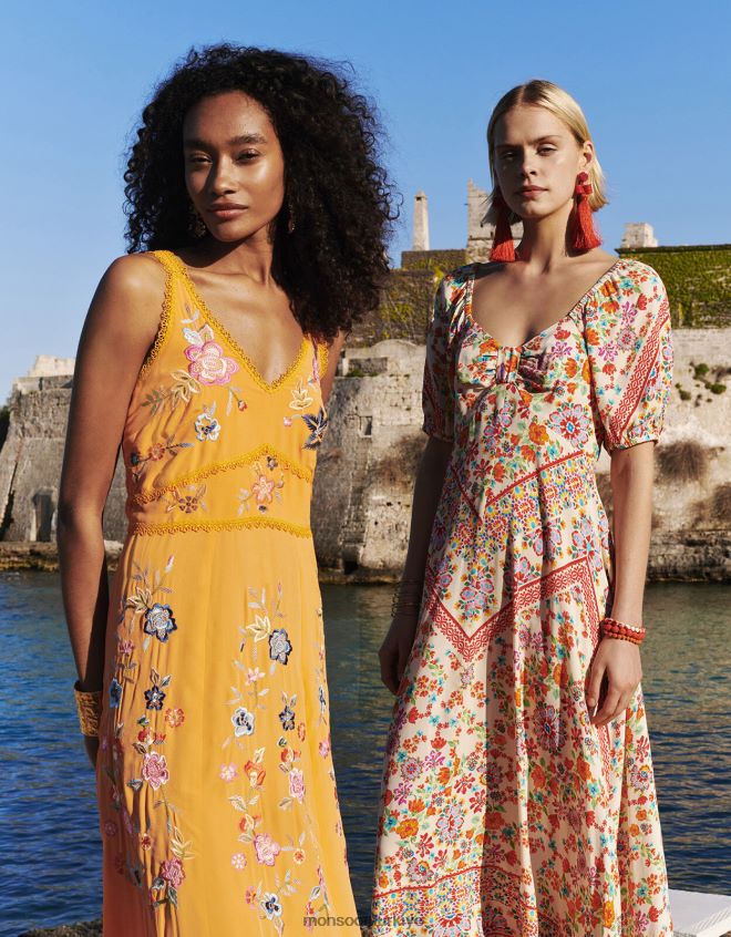 Monsoon kadınlar sürdürülebilir viskozdan julietta çiçekli maksi elbise JH86BT271 Giyim fildişi