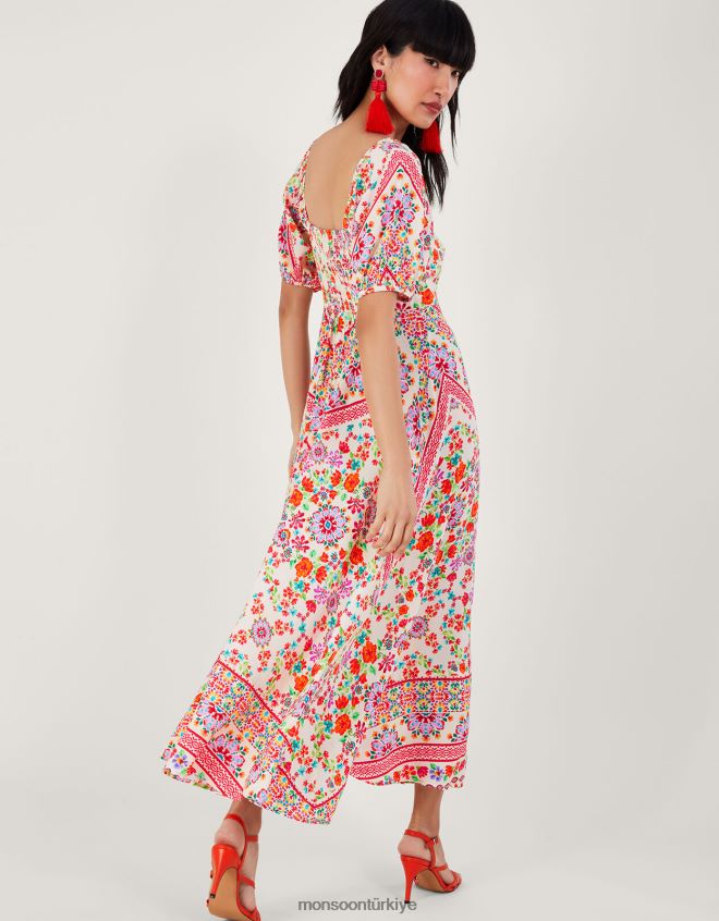 Monsoon kadınlar sürdürülebilir viskozdan julietta çiçekli maksi elbise JH86BT271 Giyim fildişi