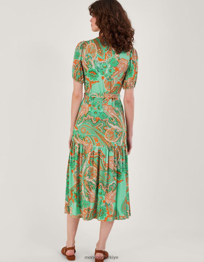 Monsoon kadınlar skye eşarp desenli elbise JH86BT178 Giyim yeşil