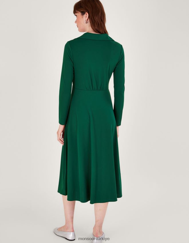 Monsoon kadınlar yakalı jarse elbise JH86BT13 Giyim yeşil