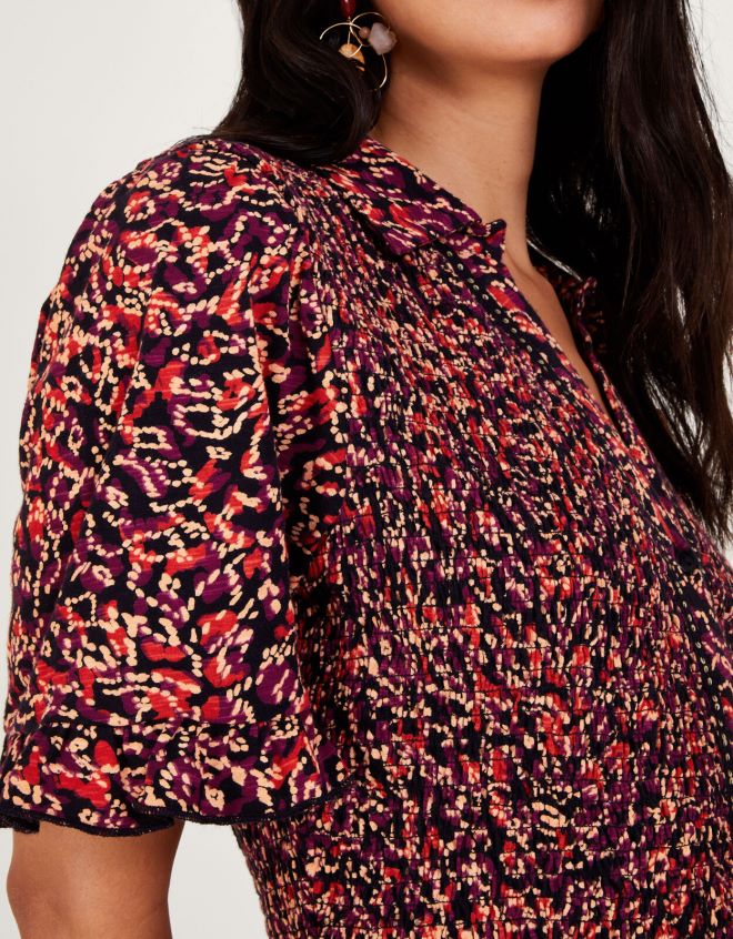 Monsoon kadınlar baskı gömlek elbise JH86BT357 Giyim kırmızı