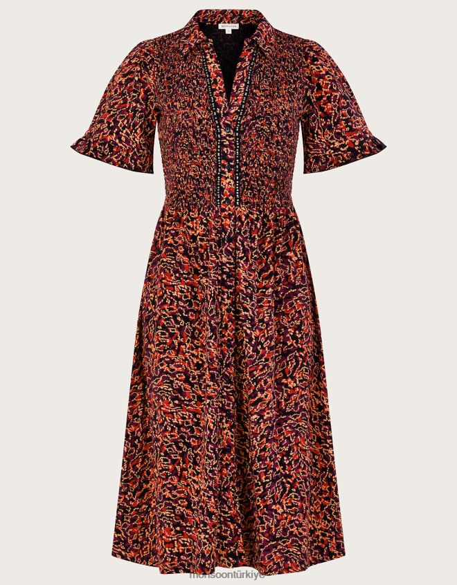 Monsoon kadınlar baskı gömlek elbise JH86BT357 Giyim kırmızı