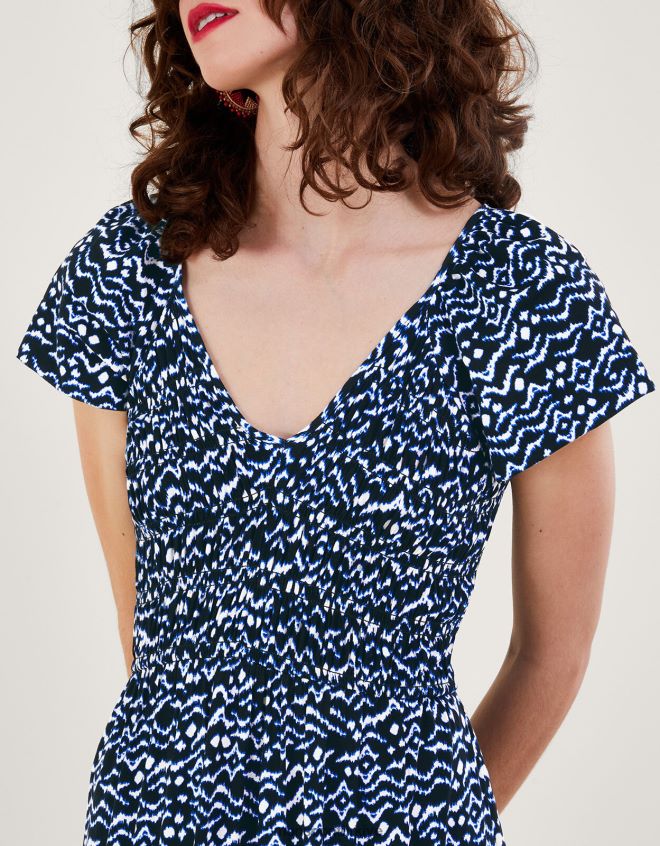 Monsoon kadınlar gio desenli büzgülü elbise JH86BT204 Giyim siyah