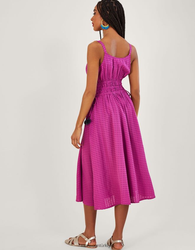 Monsoon kadınlar düz dokulu şerit midi elbise JH86BT859 Giyim menekşe