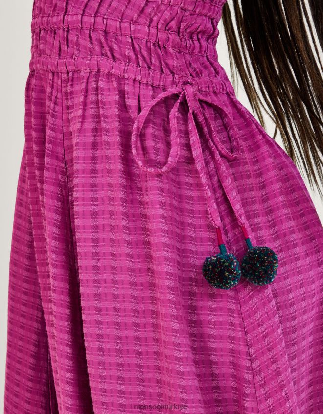 Monsoon kadınlar düz dokulu şerit midi elbise JH86BT859 Giyim menekşe