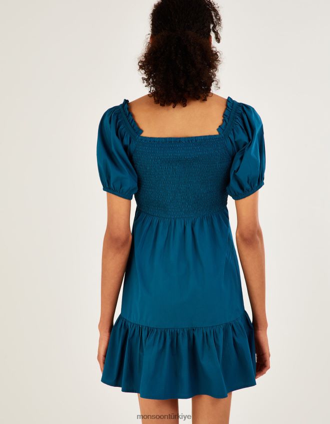 Monsoon kadınlar düz poplin katlı elbise JH86BT910 Giyim turkuaz