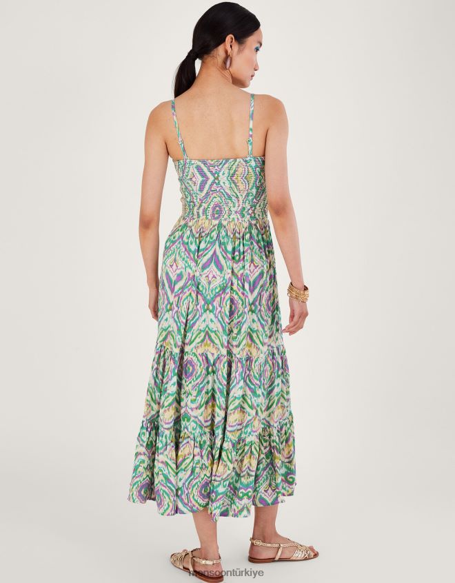 Monsoon kadınlar geometrik desenli bandeau elbise JH86BT142 Giyim beyaz