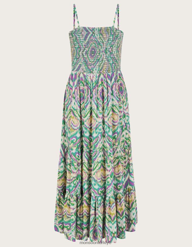 Monsoon kadınlar geometrik desenli bandeau elbise JH86BT142 Giyim beyaz