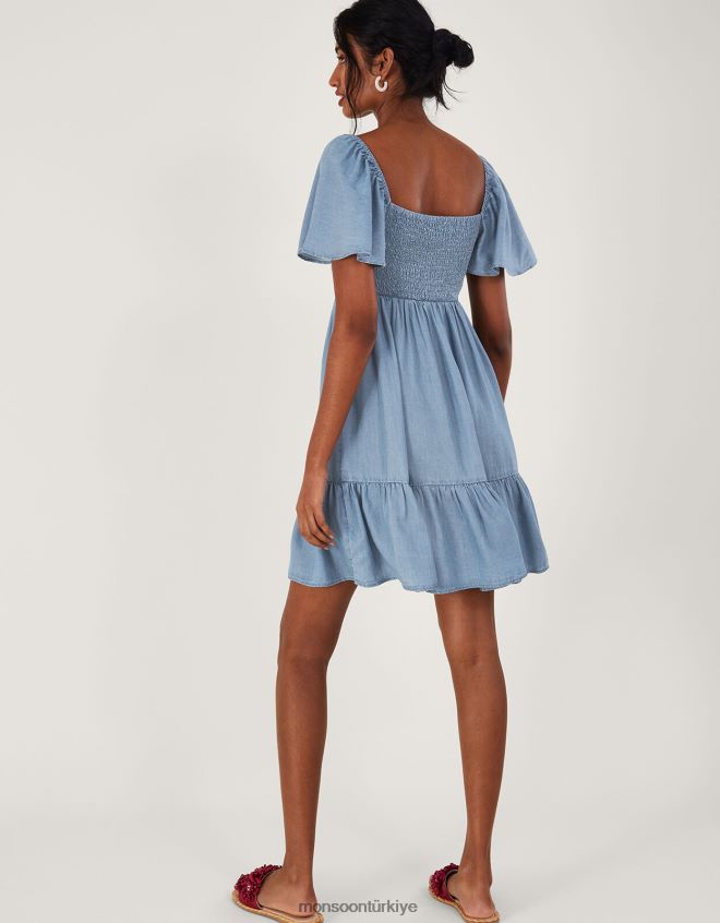Monsoon kadınlar işlemeli kısa denim elbise JH86BT974 Giyim mavi (kot mavisi)