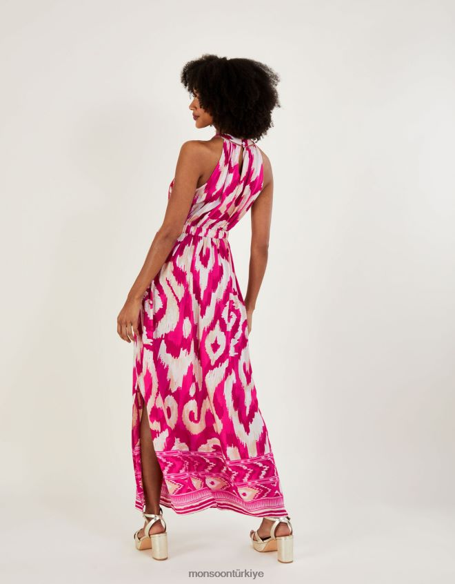 Monsoon kadınlar ikat bordür desenli maxi elbise JH86BT477 Giyim pembe