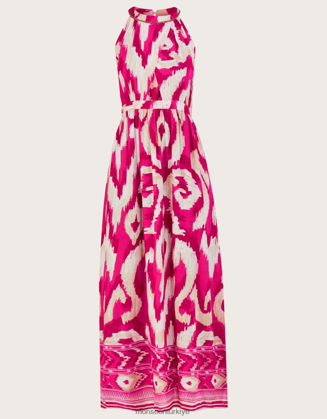 Monsoon kadınlar ikat bordür desenli maxi elbise JH86BT477 Giyim pembe