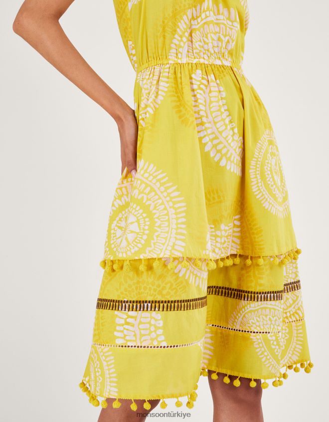 Monsoon kadınlar katmanlı boyundan bağlamalı elbise JH86BT164 Giyim sarı