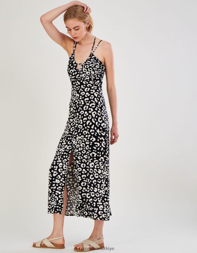 Monsoon kadınlar askılı hayvan desenli maxi elbise JH86BT510 Giyim çok