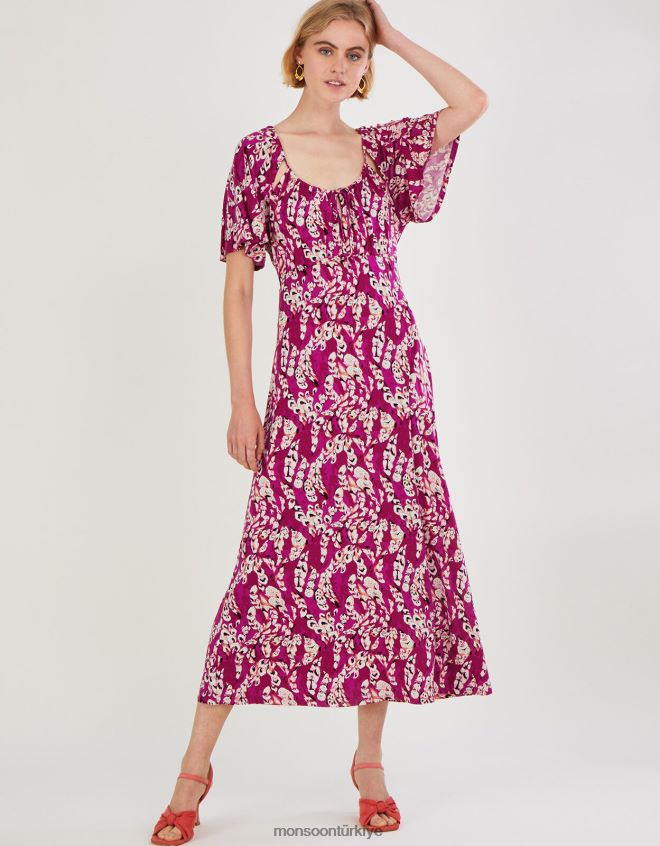 Monsoon kadınlar askılı tüy jarse maxi elbise JH86BT778 Giyim pembe