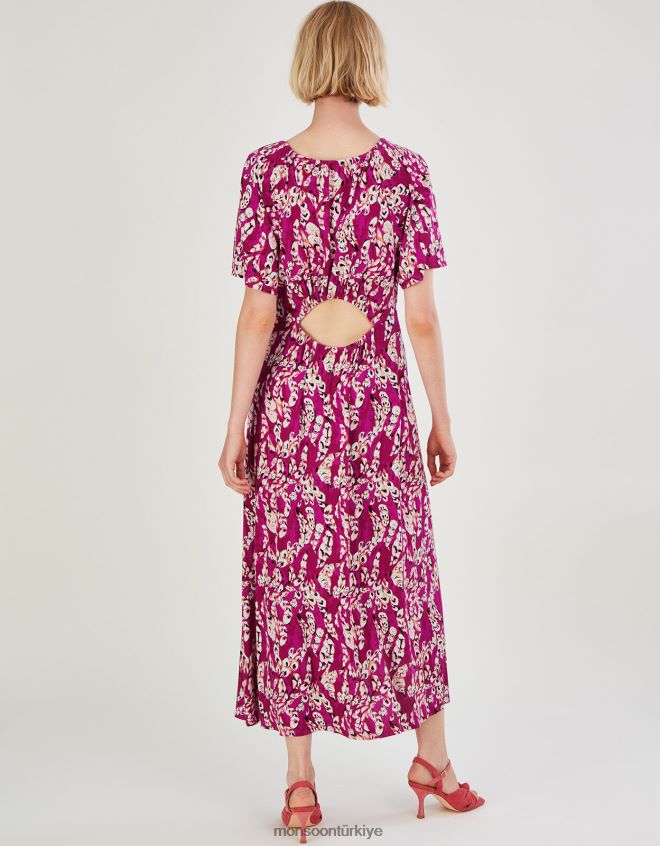 Monsoon kadınlar askılı tüy jarse maxi elbise JH86BT778 Giyim pembe