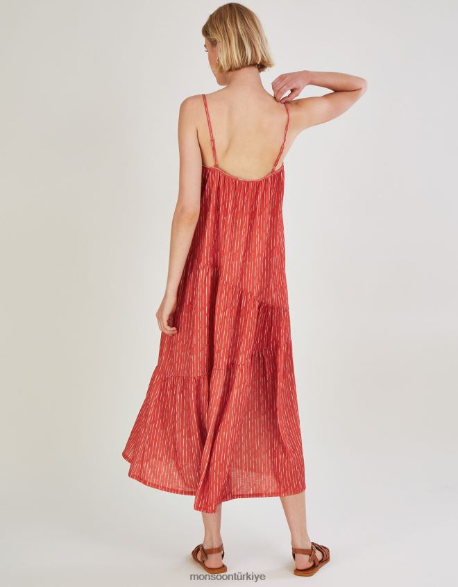 Monsoon kadınlar çizgili maxi jarse elbise JH86BT449 Giyim turuncu