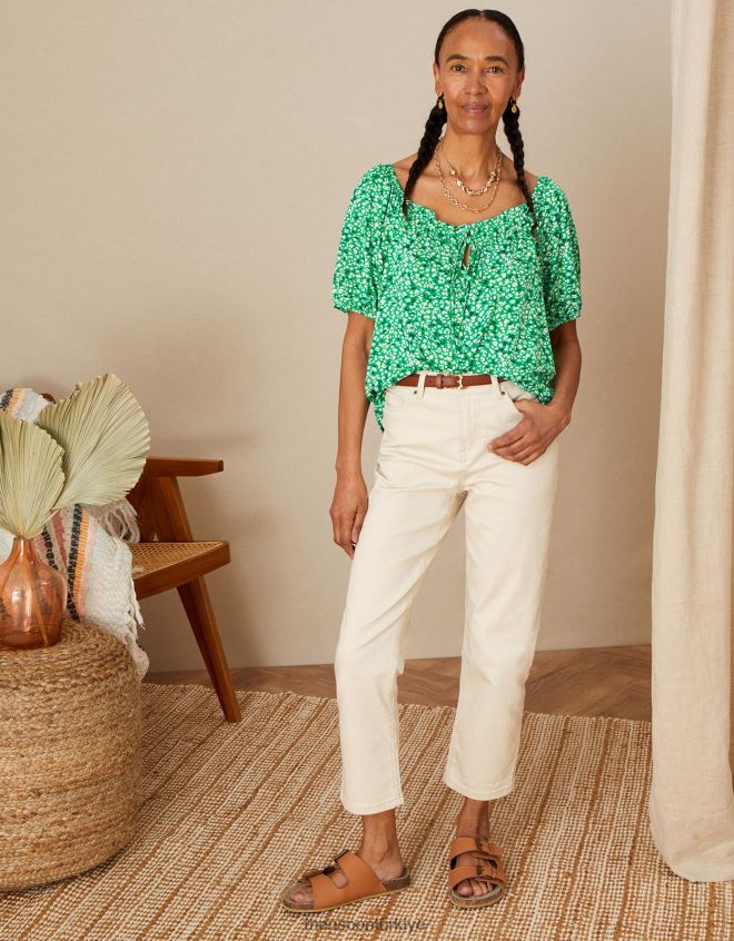 Monsoon kadınlar Lenzing Ecovero'lu ditsy jarse üst JH86BT2788 Giyim yeşil