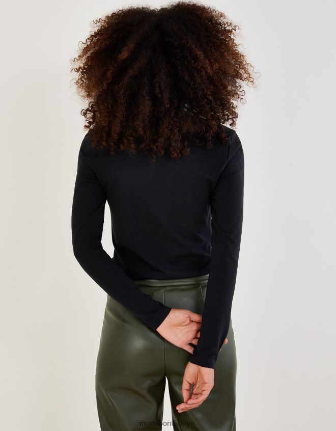 Monsoon kadınlar Sürdürülebilir pamuklu kare yakalı jarse üst JH86BT1095 Giyim siyah