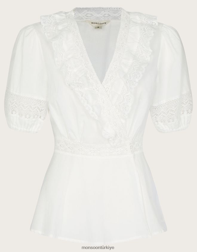 Monsoon kadınlar Sürdürülebilir pamuktan winifred anvelop üst JH86BT577 Giyim beyaz