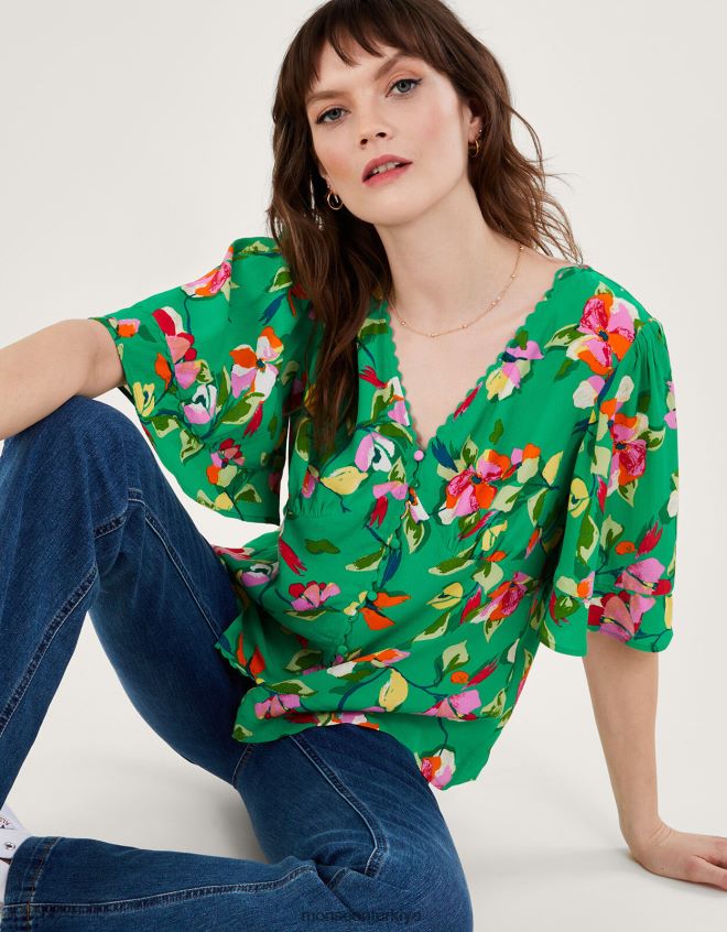 Monsoon kadınlar Sürdürülebilir viskondan lilou çay tablası JH86BT970 Giyim yeşil