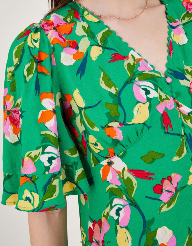 Monsoon kadınlar Sürdürülebilir viskondan lilou çay tablası JH86BT970 Giyim yeşil