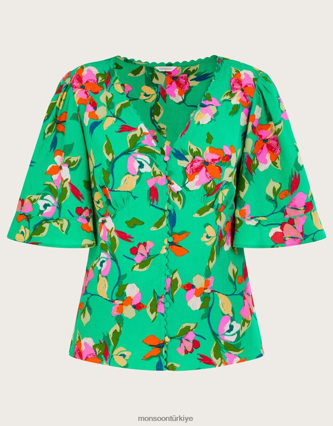 Monsoon kadınlar Sürdürülebilir viskondan lilou çay tablası JH86BT970 Giyim yeşil