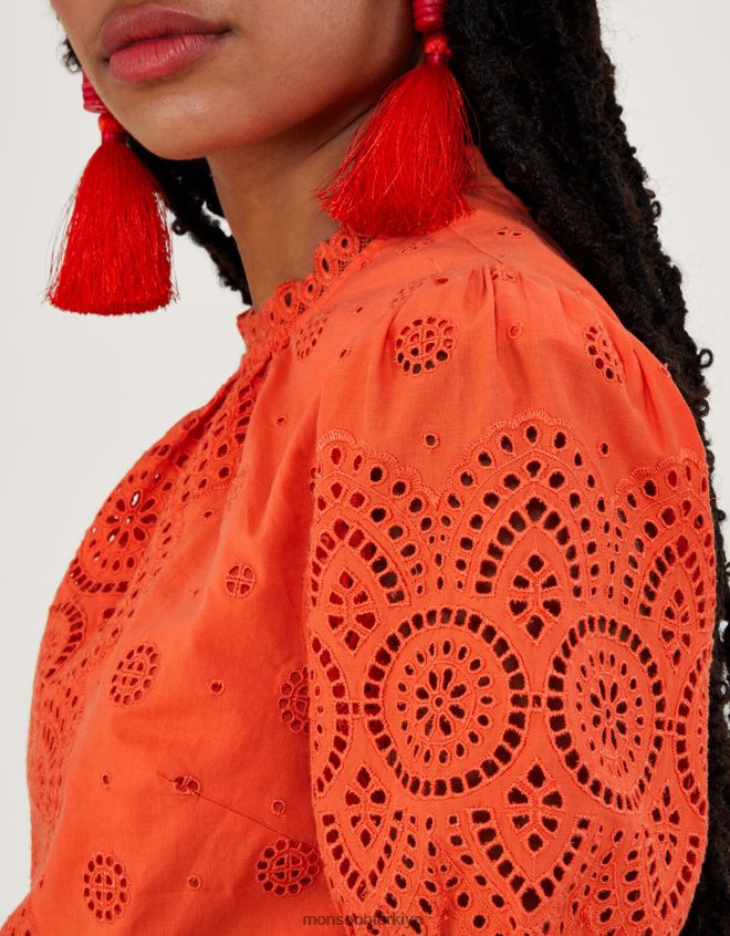 Monsoon kadınlar alessa organik pamuklu kesim üst JH86BT810 Giyim turuncu