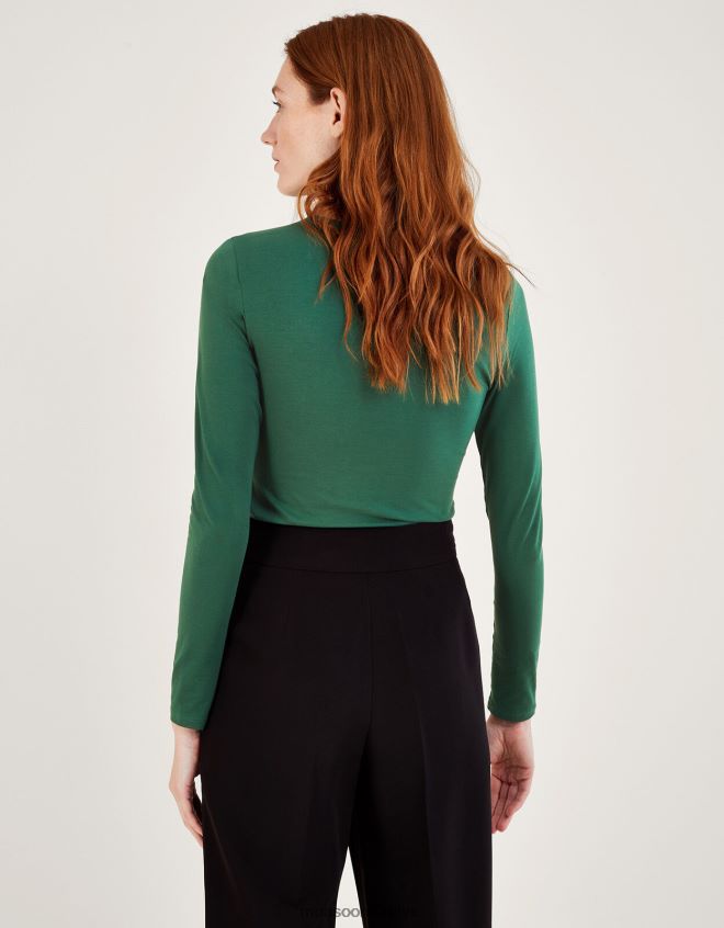 Monsoon kadınlar boncuk detaylı jarse üst JH86BT370 Giyim yeşil (haki)