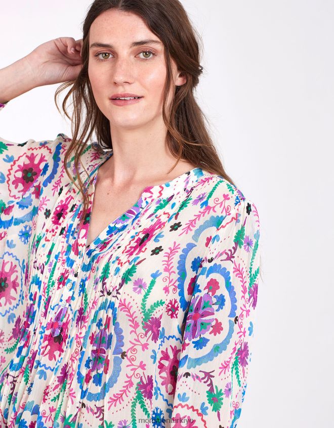 Monsoon kadınlar doğu preeti nervürlü bluz JH86BT458 Giyim beyaz