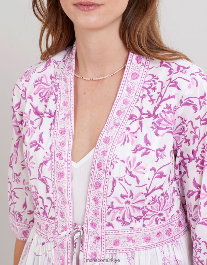 Monsoon kadınlar doğu yulia tahta baskı ceket JH86BT179 Giyim mor