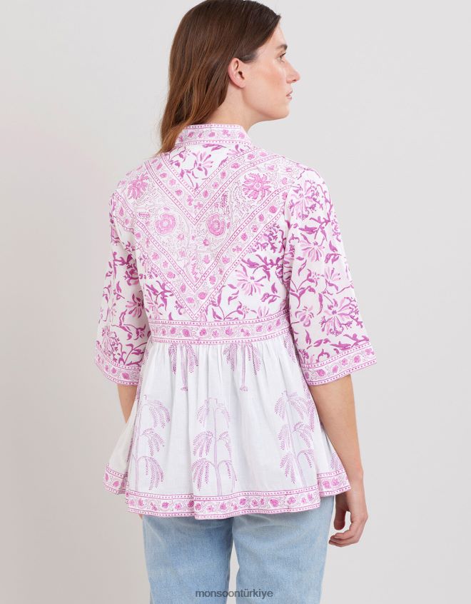 Monsoon kadınlar doğu yulia tahta baskı ceket JH86BT179 Giyim mor