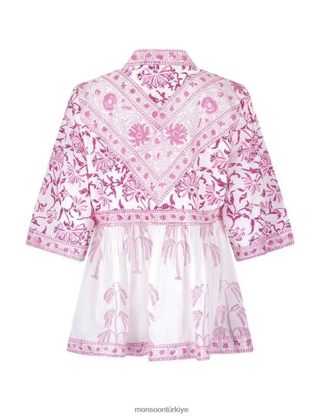 Monsoon kadınlar doğu yulia tahta baskı ceket JH86BT179 Giyim mor