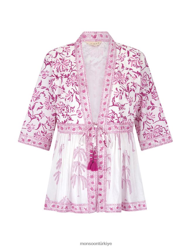 Monsoon kadınlar doğu yulia tahta baskı ceket JH86BT179 Giyim mor