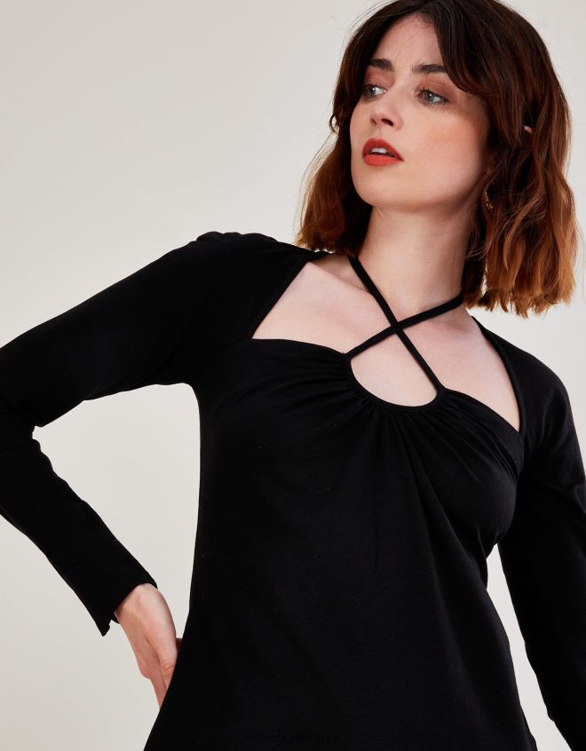 Monsoon kadınlar kesik askılı jarse üst JH86BT561 Giyim siyah