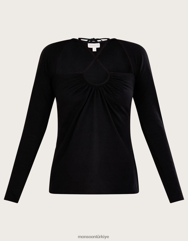 Monsoon kadınlar kesik askılı jarse üst JH86BT561 Giyim siyah