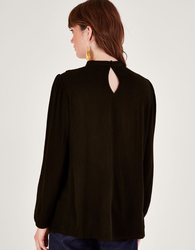 Monsoon kadınlar kesme işi çiçek işlemeli üst JH86BT514 Giyim siyah