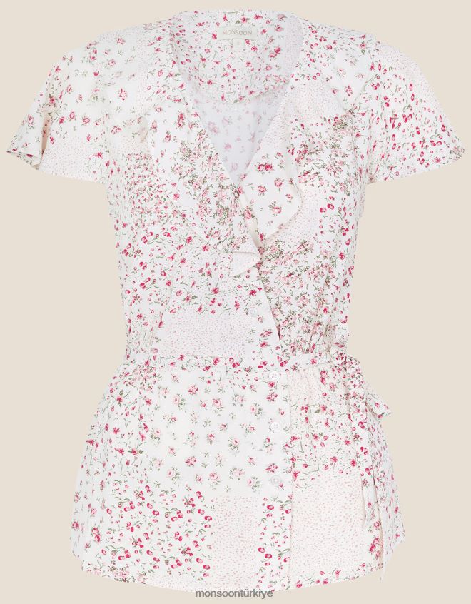 Monsoon kadınlar peri ditsy yama baskılı şal üst JH86BT760 Giyim fildişi