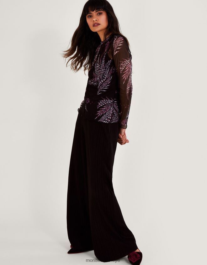 Monsoon kadınlar örgü üst baskı JH86BT45 Giyim siyah